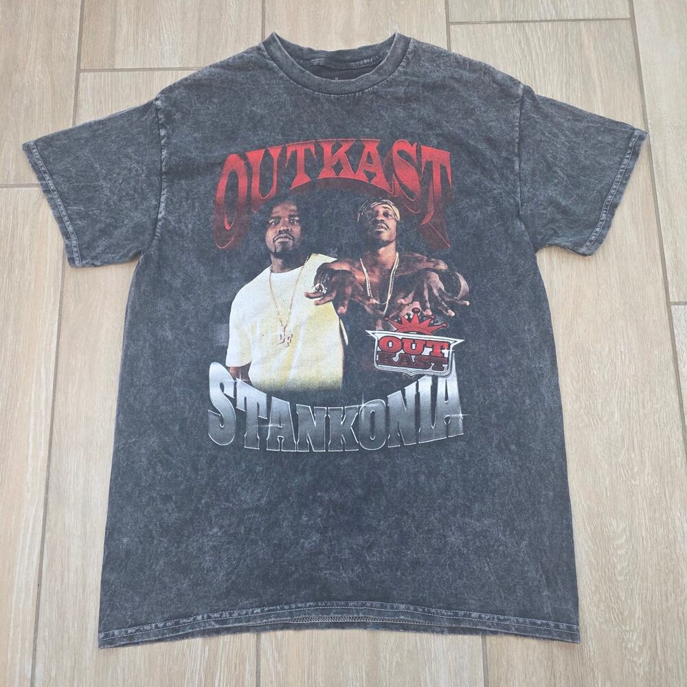 OutKast Stankonia Graphic Band T Shirt Mens M Black Mineral Wash Hip Hop Rap Tee